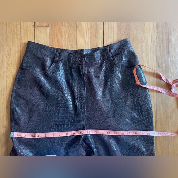 Y2K Vintage Faux Croc Skin Chocolate Brown Two Piece Pant Set - Picture 10 of 13